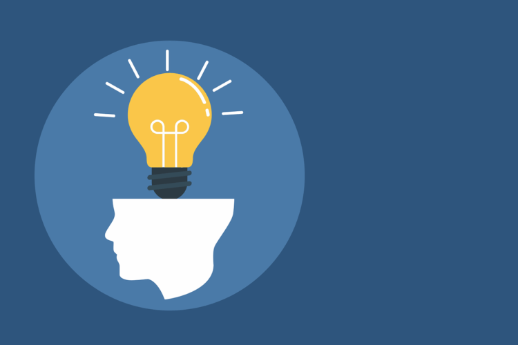 Lightbulb above a partial head shape