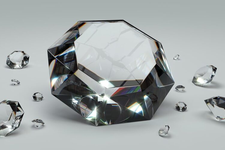 Diamonds on plain background