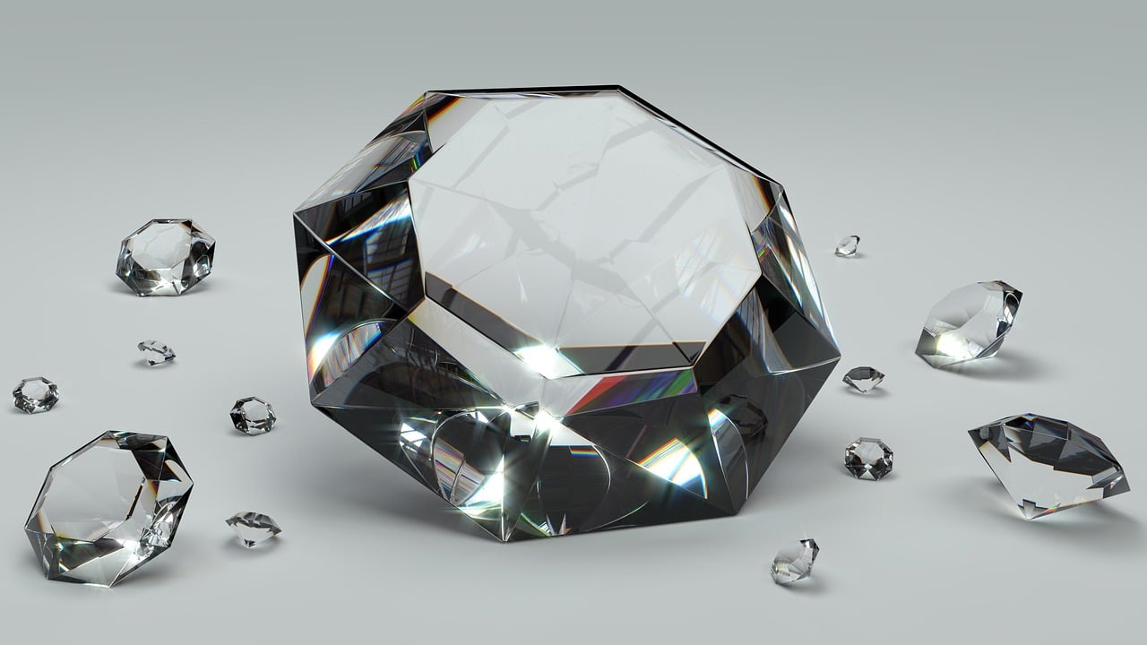 Diamonds on plain background
