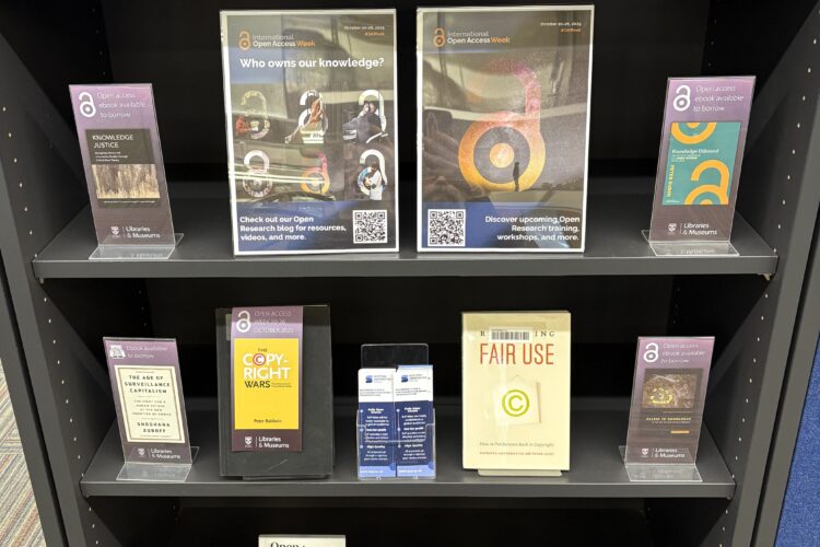 International Open Access Week display at the Main Library.